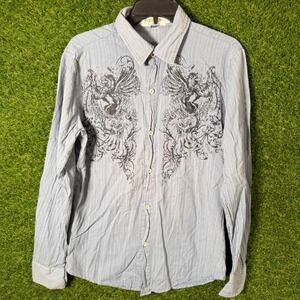 Pop Icon Clothing Button Down Shirt Long Sleeve Graphic Print Y2K